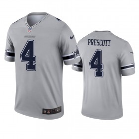 Maillot Dallas Cowboys Dak Prescott 4 Gris Inverted Legend - Homme